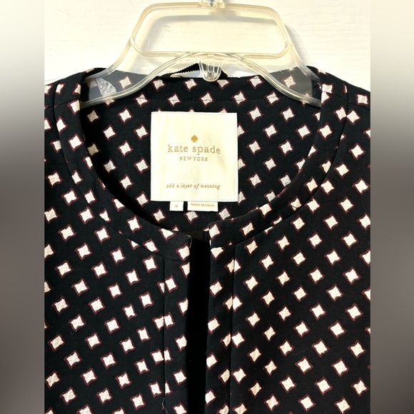Kate Spade Medium Black Diamond Embroidered Open Front Blazer Jacket size 8 - Picture 15 of 16